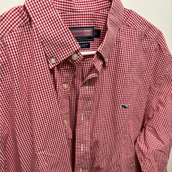 Vineyard Vines Men’s Red Gingham Check Button Down Whale Shirt Size Large - Picture 2 of 4